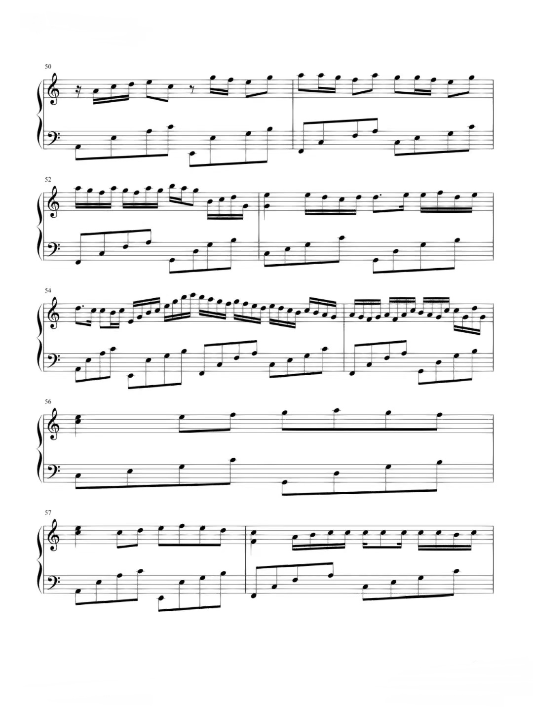 【卡农】的钢琴谱简谱