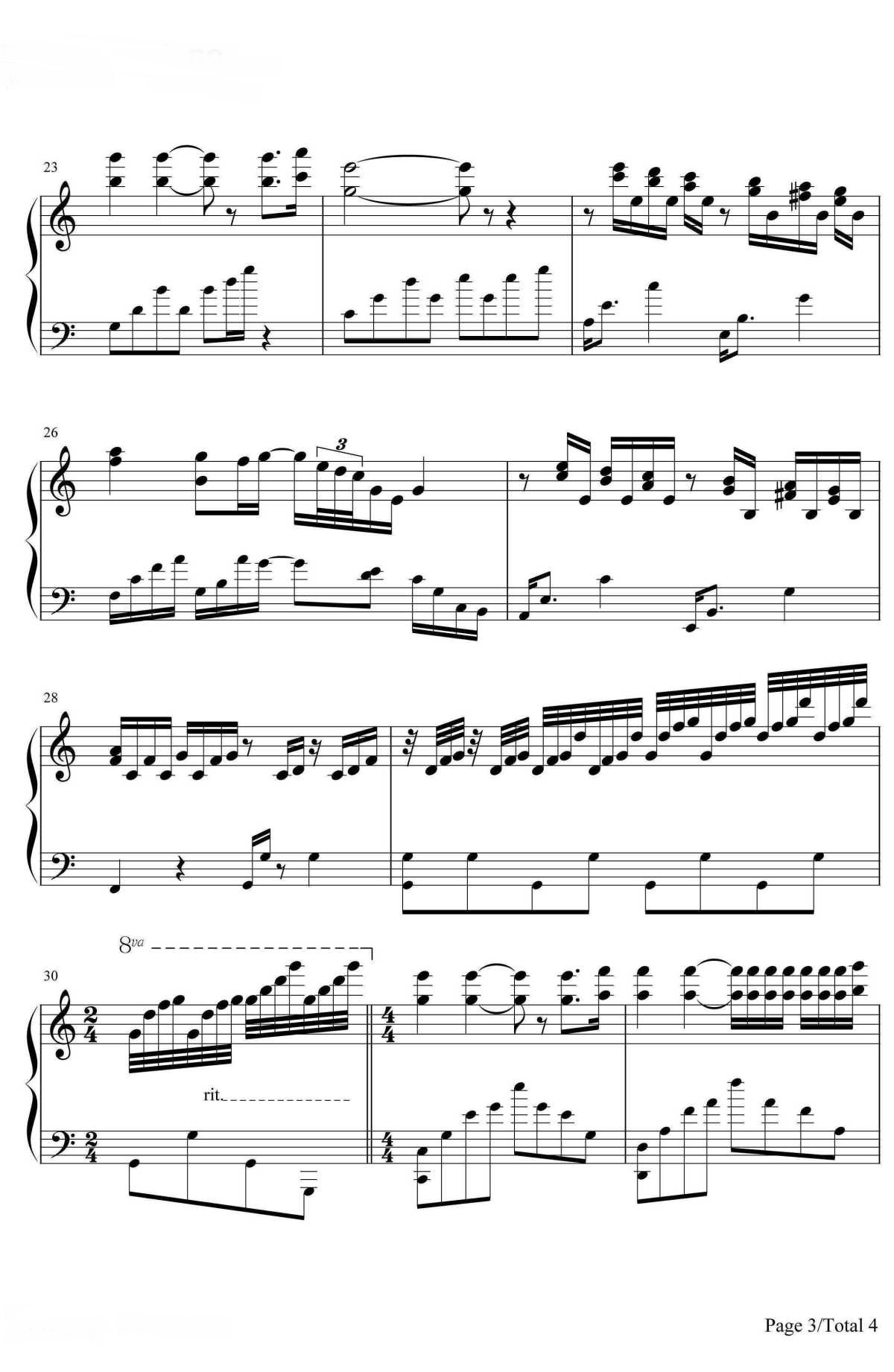 【水边的阿狄丽娜】的钢琴谱简谱 - Richard Clayderman
