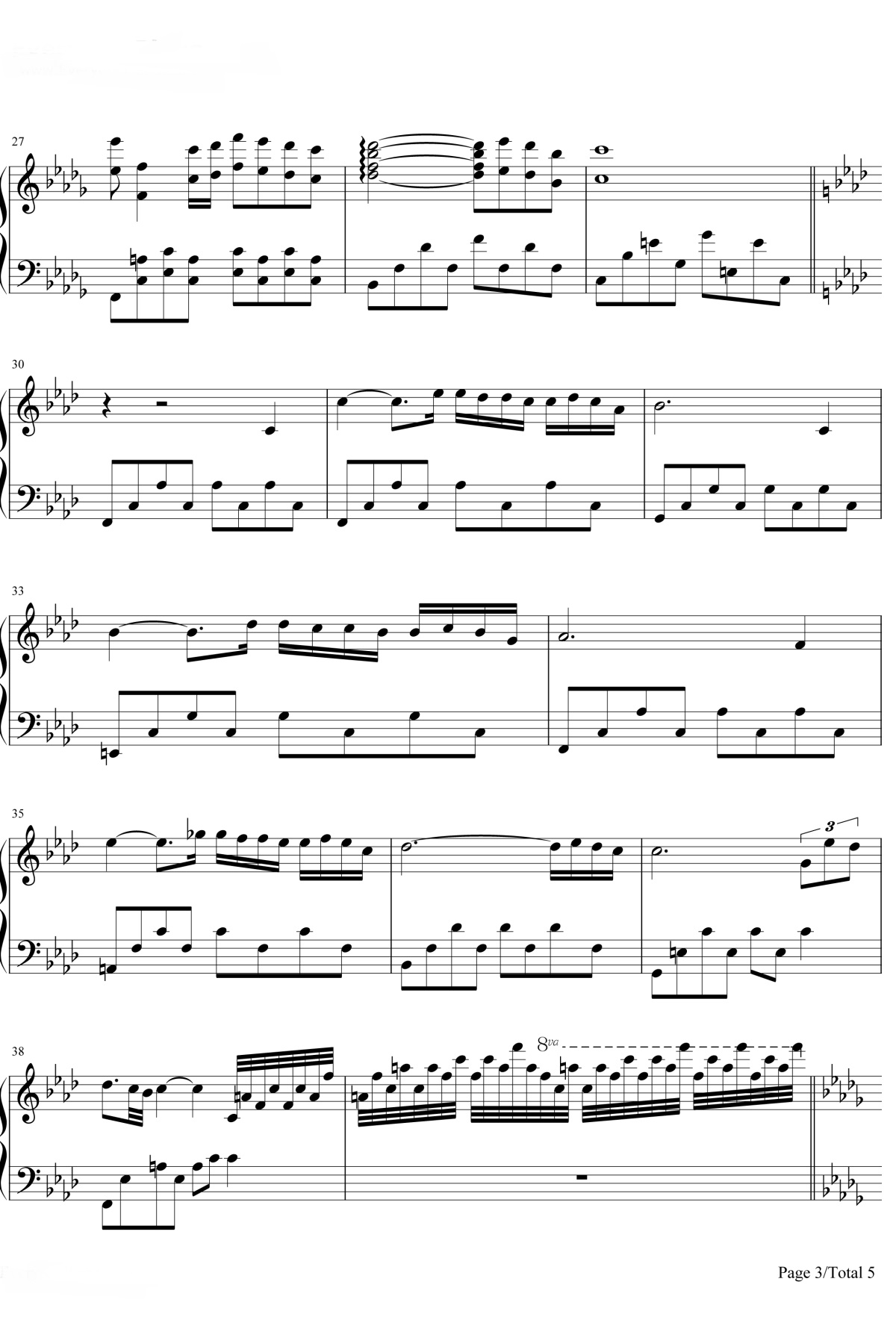 【秋日私语】的钢琴谱简谱 - Richard Clayderman