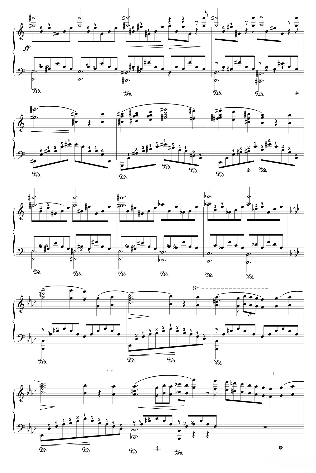 【爱之梦】的钢琴谱简谱 – Franz Liszt
