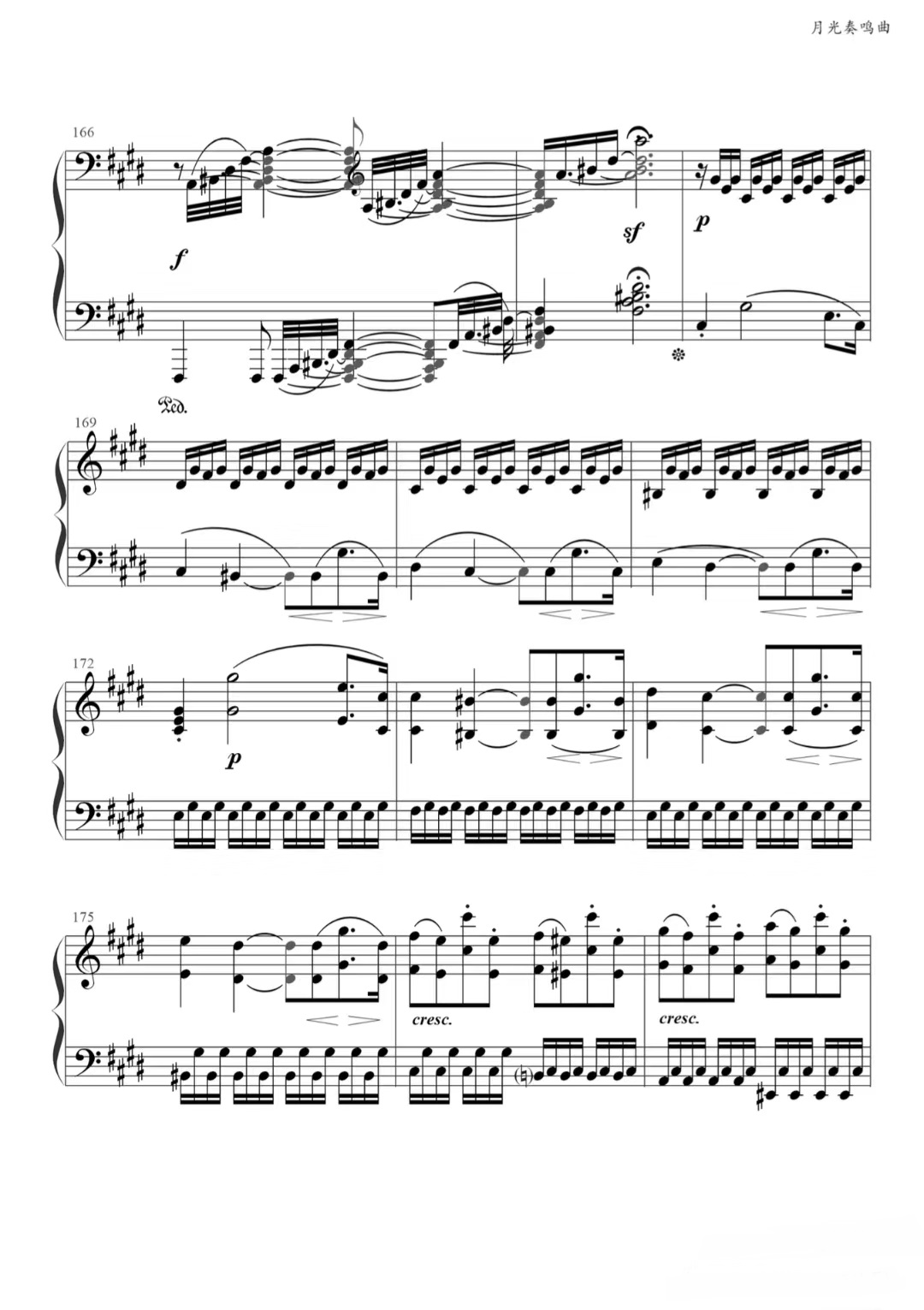 【月光曲】的钢琴谱简谱 – 第三乐章
