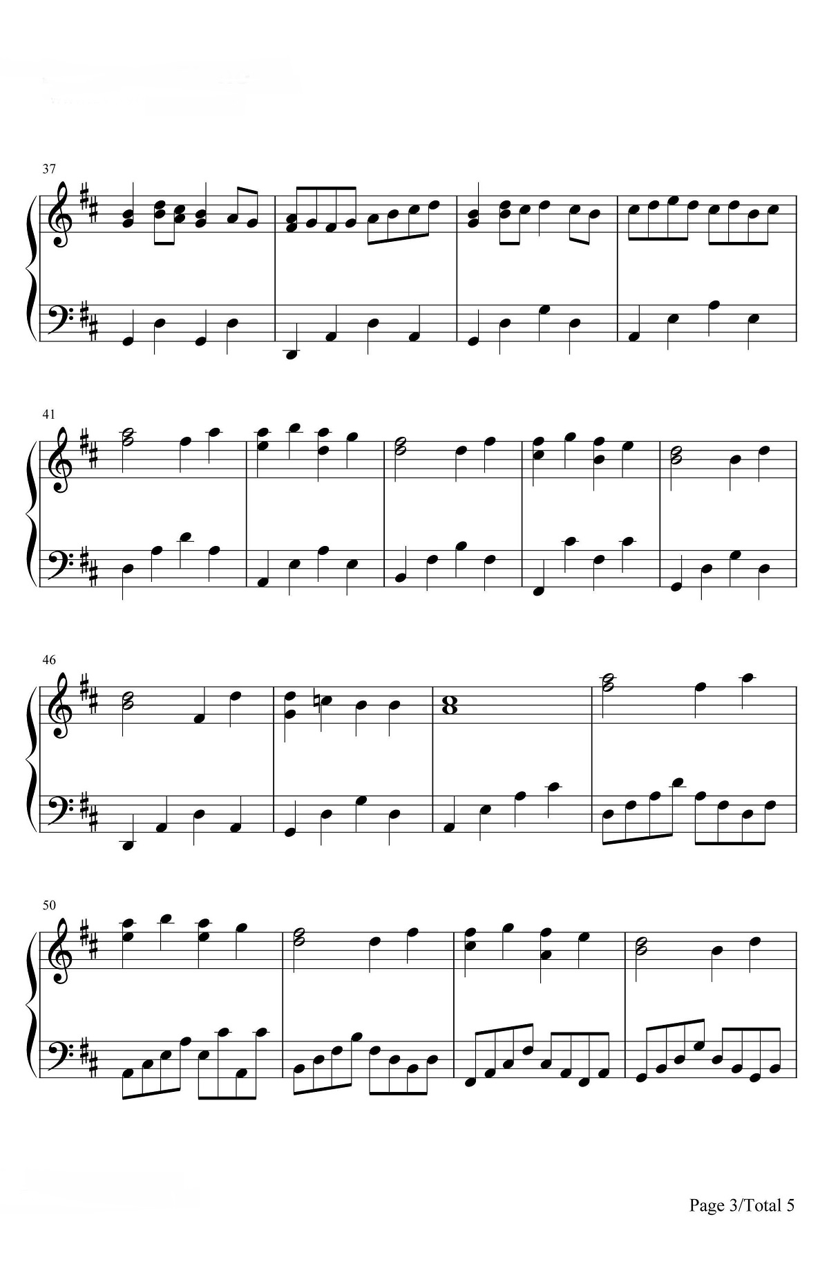 【d大调卡农】的钢琴谱简谱