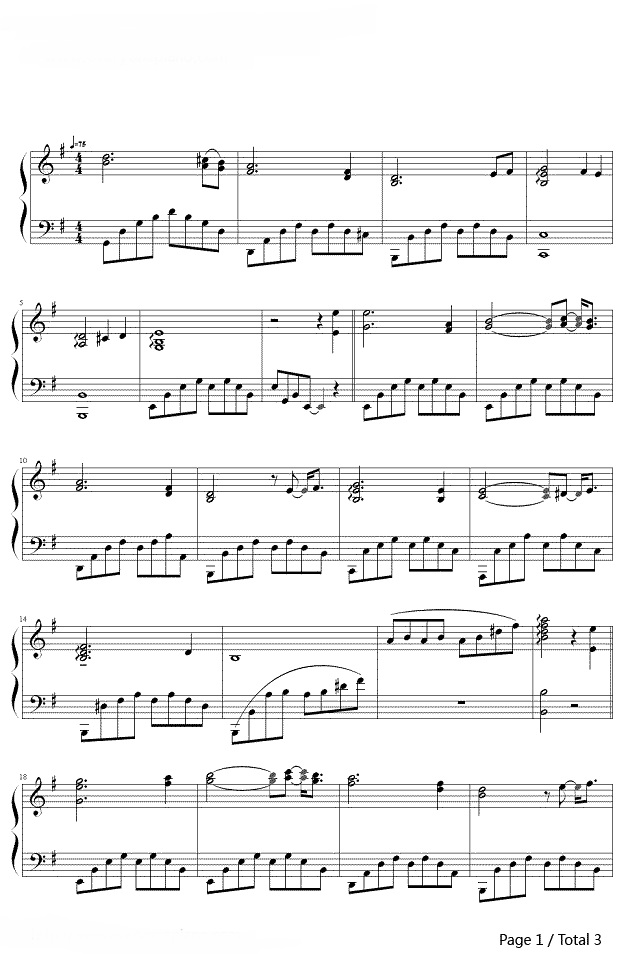 【绿袖子】的钢琴谱简谱 – Richard Clayderman