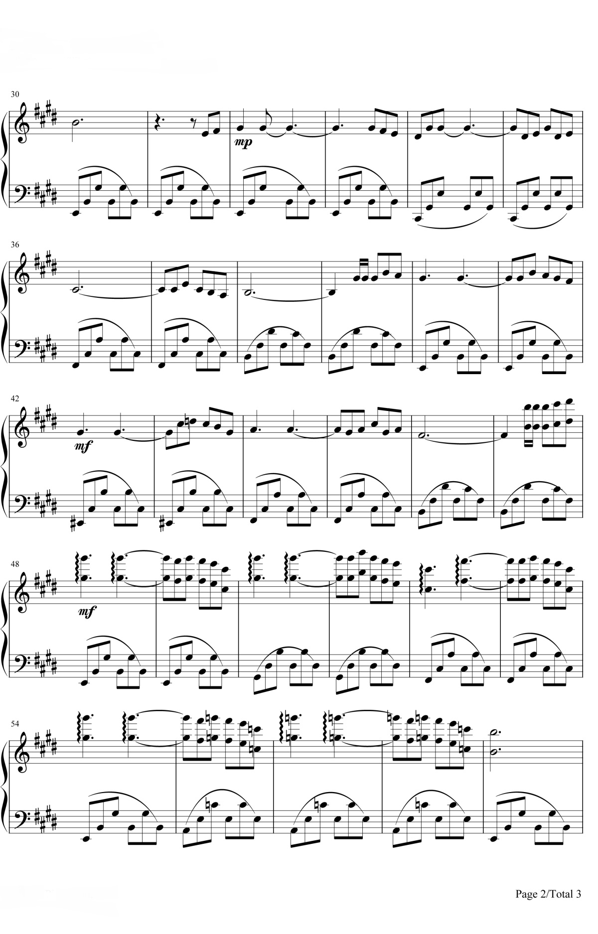 【梦中的鸟】的钢琴谱简谱 – Richard Clayderman