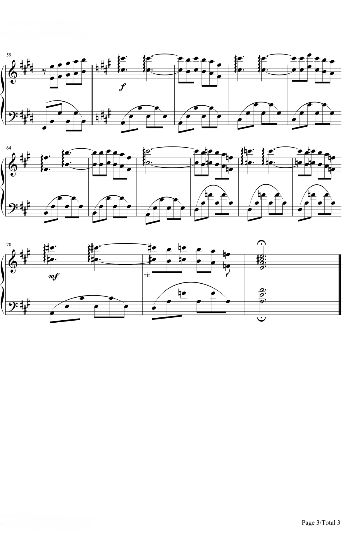 【梦中的鸟】的钢琴谱简谱 – Richard Clayderman
