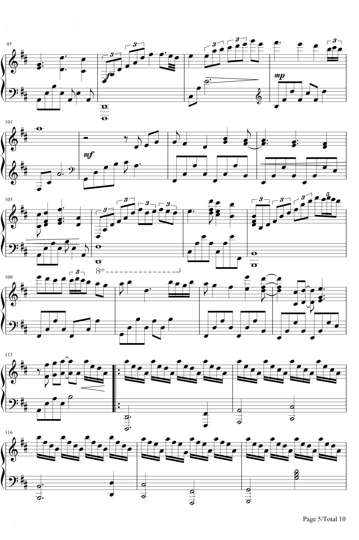 【卡农变奏曲】的钢琴谱简谱 – 大卫·兰兹 (David Lanz)