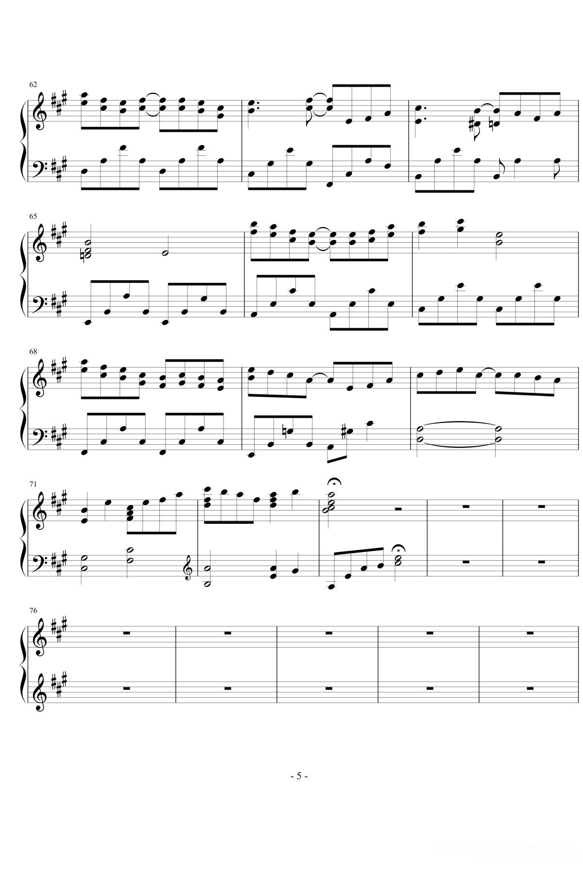 【和平之月】的钢琴谱简谱 – 渡边雅二
